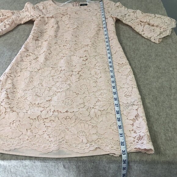 Vince Camuto Womens Sz 6 Lace Floral Flared Bell Sleeves Pink Peachy Shift Dress - Picture 9 of 12